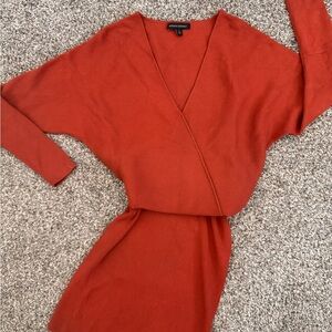 Banana Republic Rust Ribbed V-Neck Knit Top